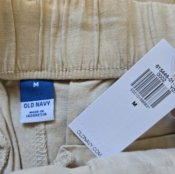 NWT Old Navy Beige High-Waisted Linen Belted Cropped Wide-Leg Pants Size M - Picture 5 of 6